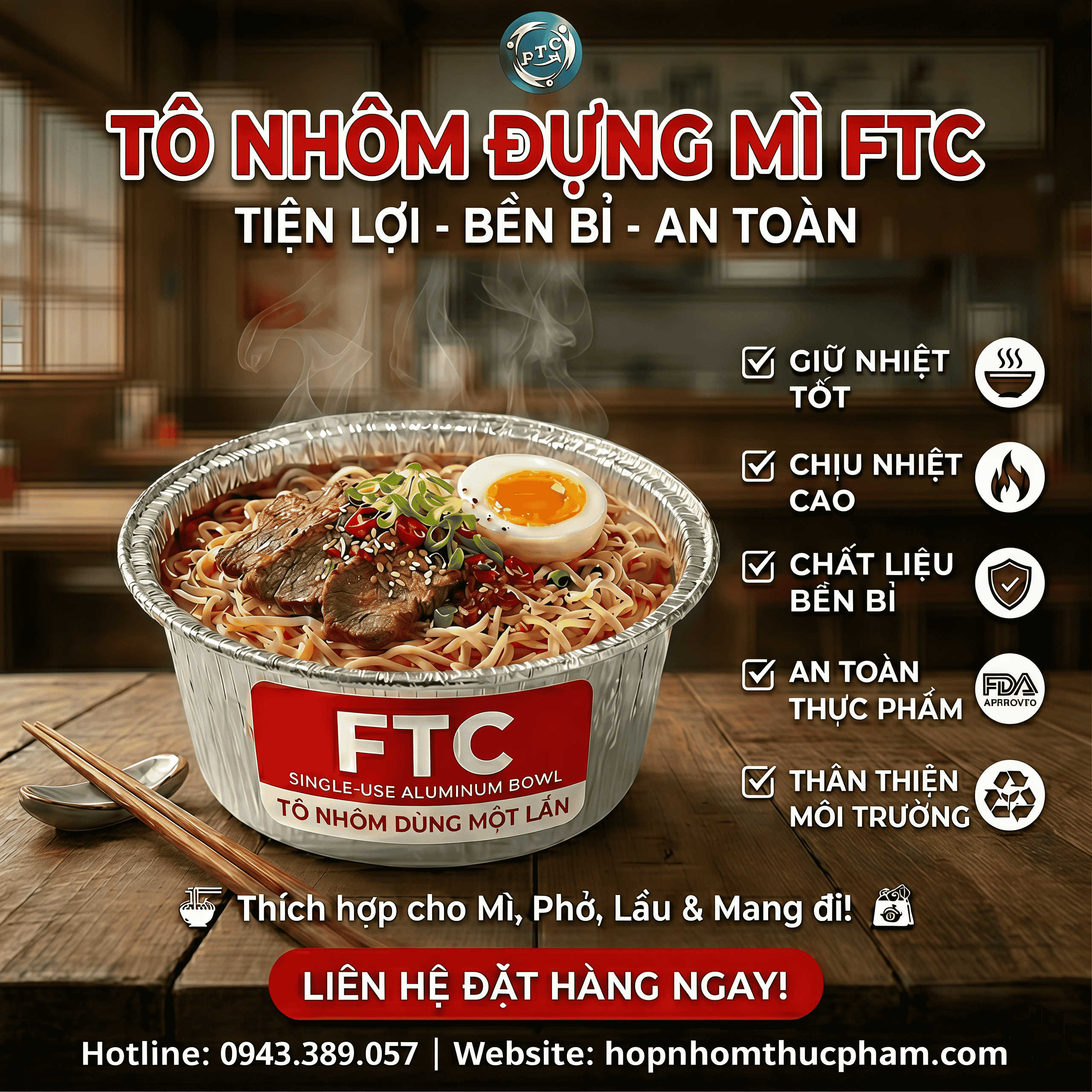 Tô nhôm đựng mì