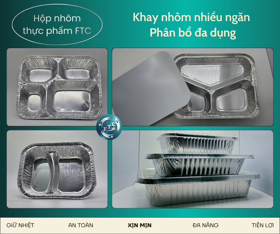 Khay nhôm đựng cơm nhiều ngăn