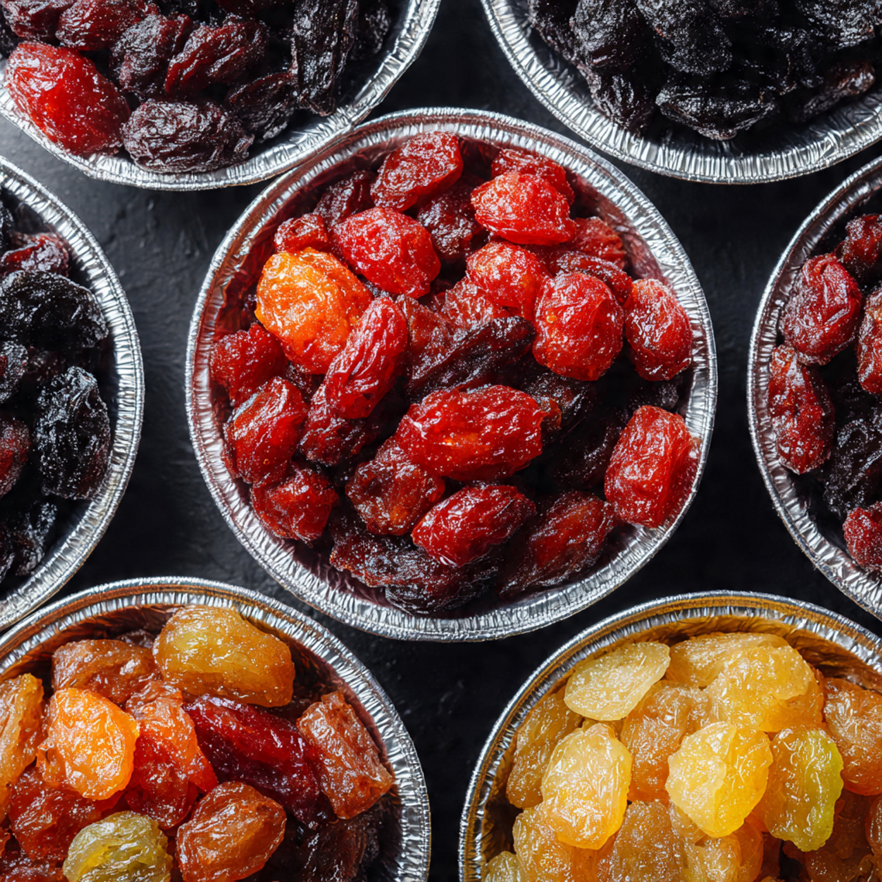 Khay nhôm đựng hoa quả sấy khô