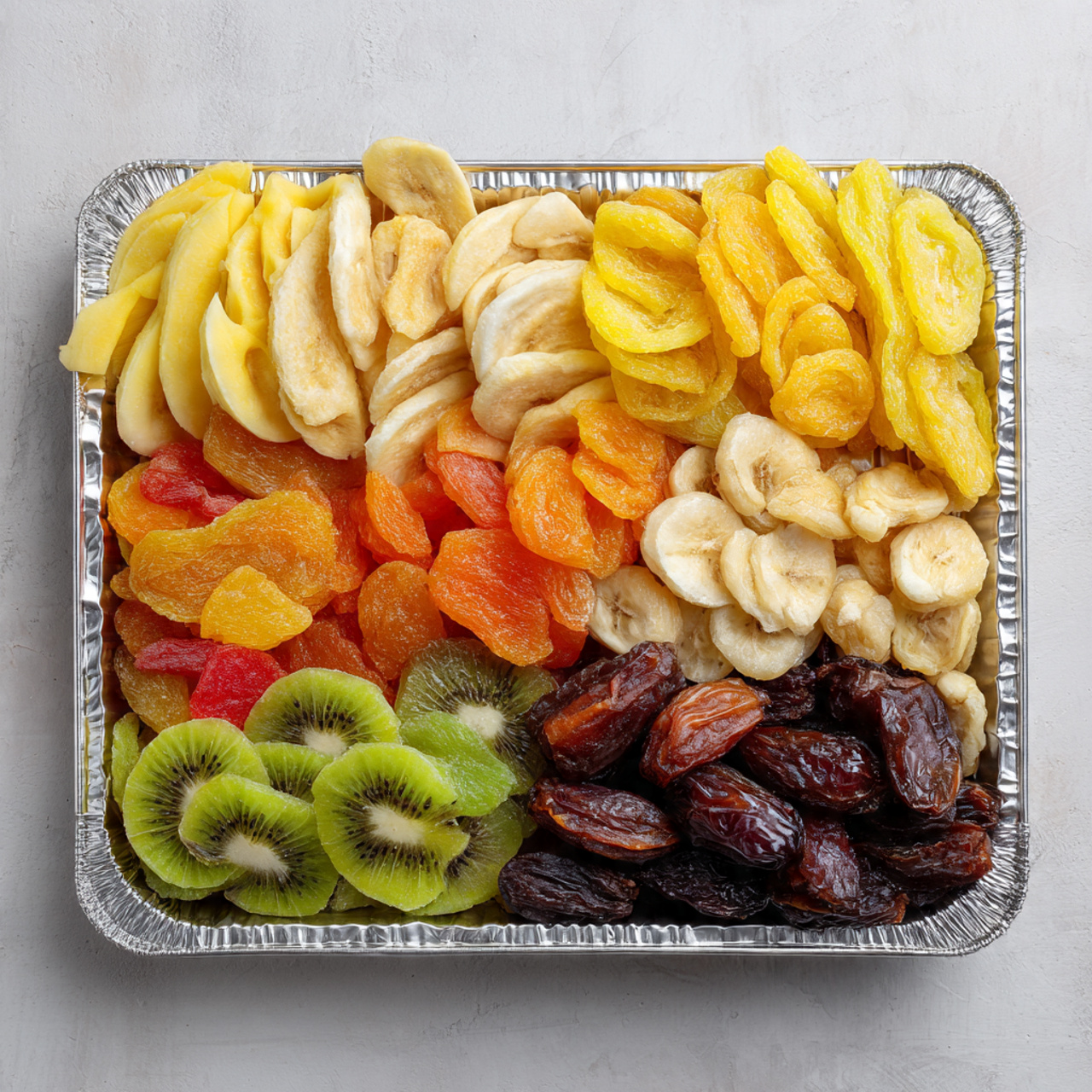 Khay nhôm đựng hoa quả sấy khô