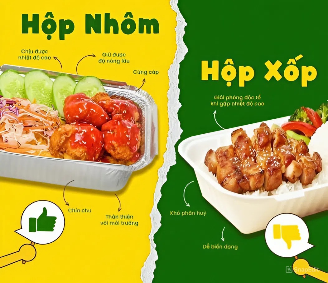 So sánh hộp nhôm và hộp xốp, hộp nhựa
