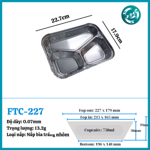 Hộp nhôm ba ngăn 750ml