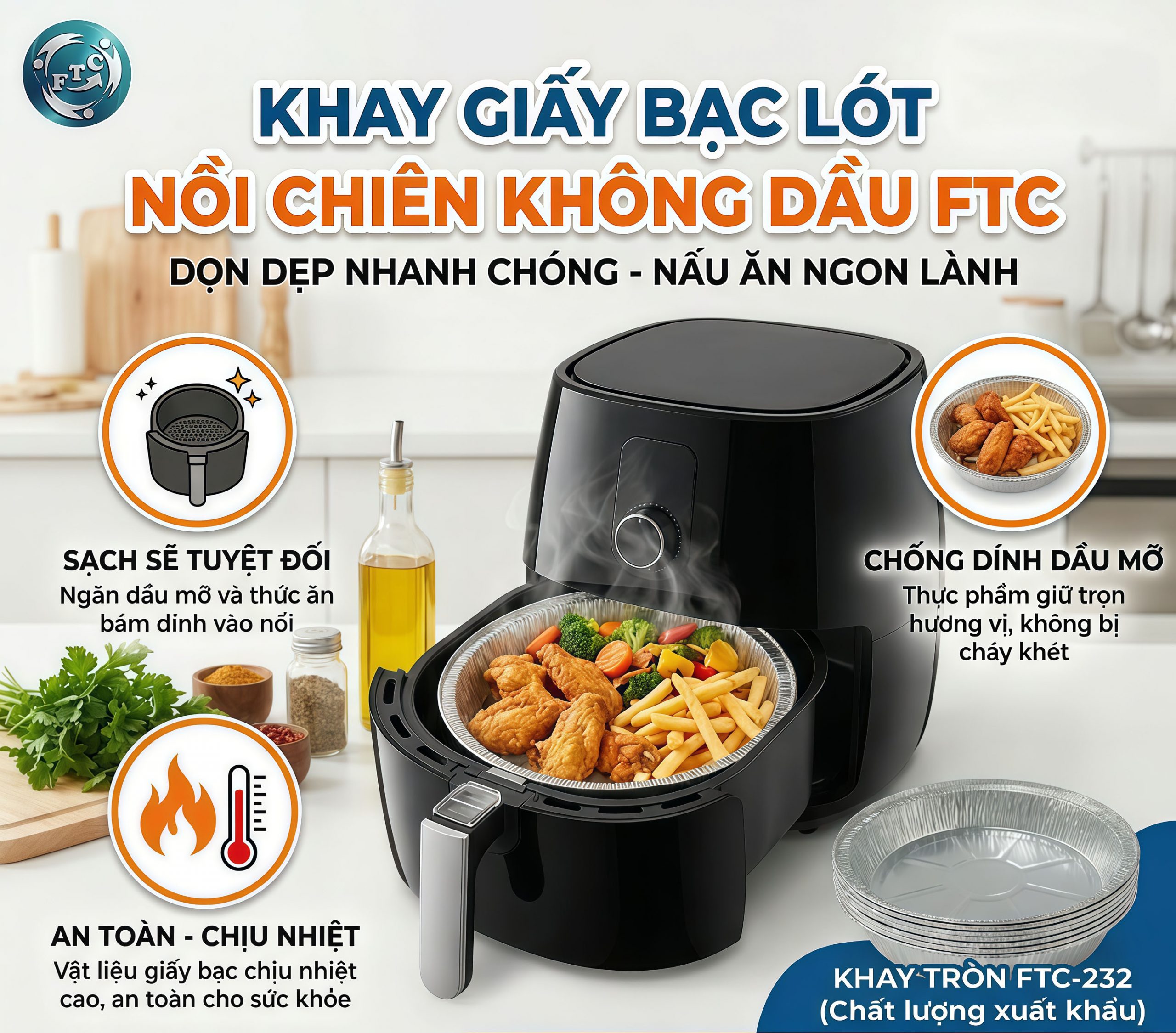 Khay giấy bạc lót nồi chiên FTC