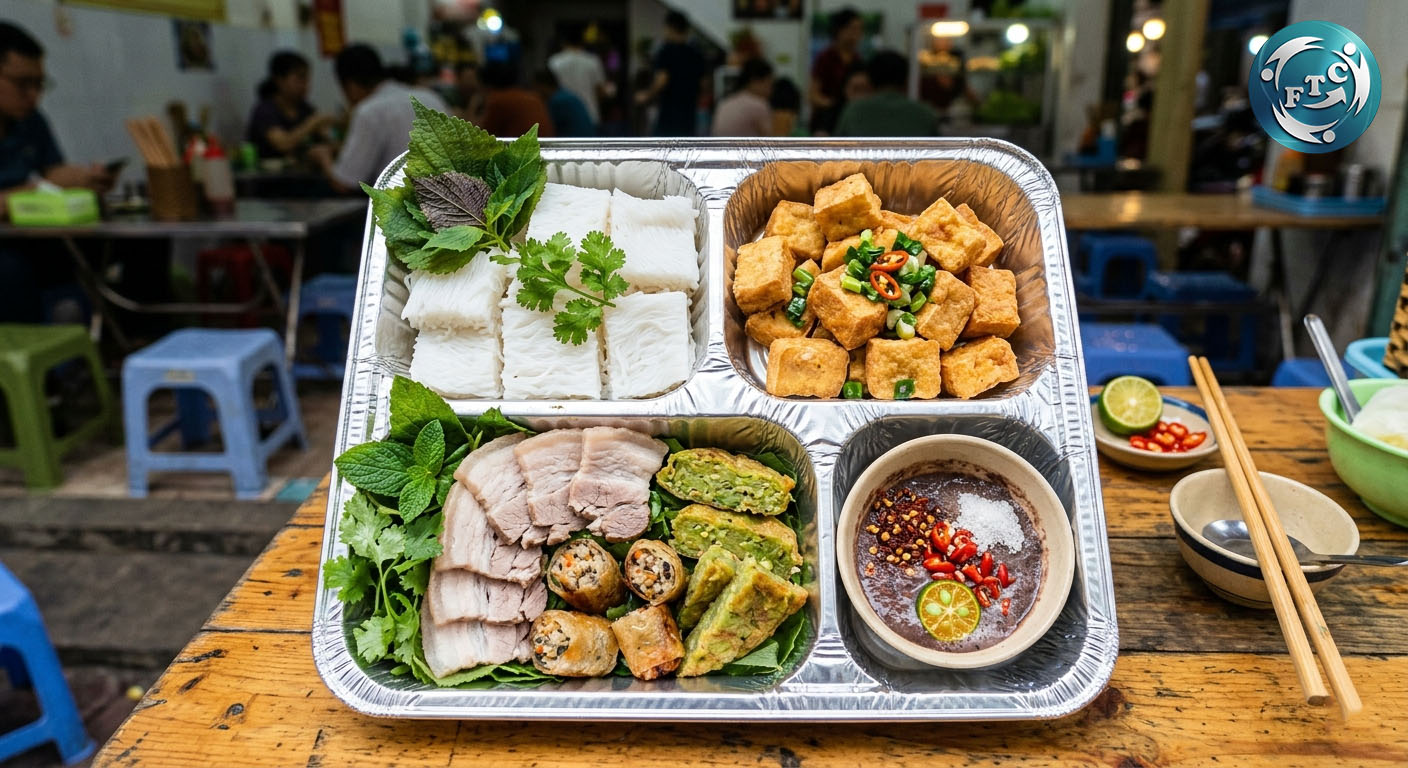 Khay nhôm đựng bún đậu mắm tôm