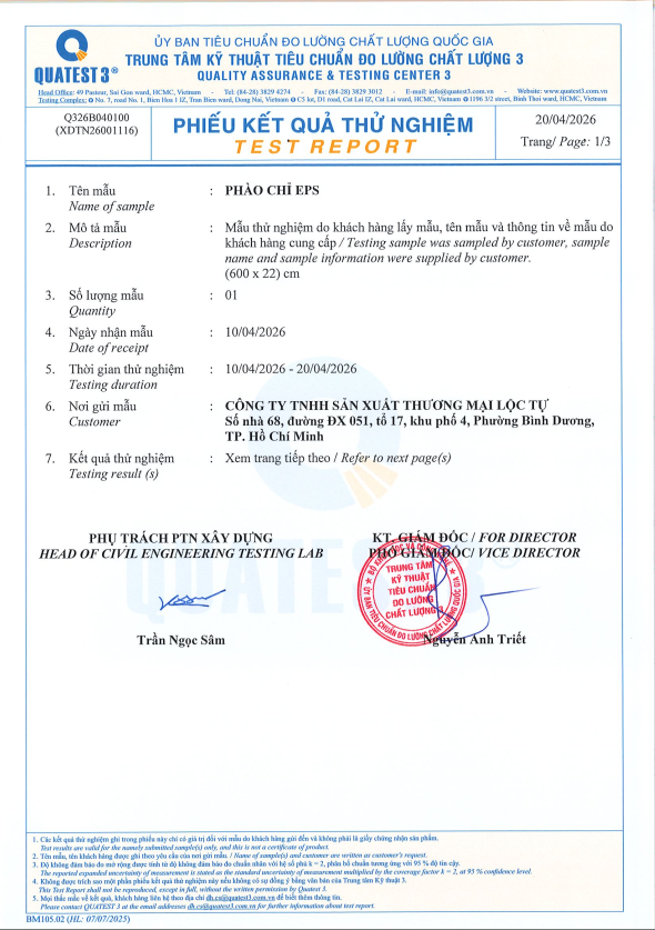 Giấy chứng nhận sản phẩm đạt chuẩn của Lộc Tự